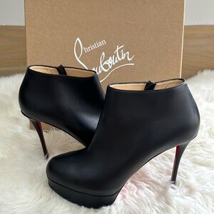 Christian Louboutin black leather ankle platform booties size 40